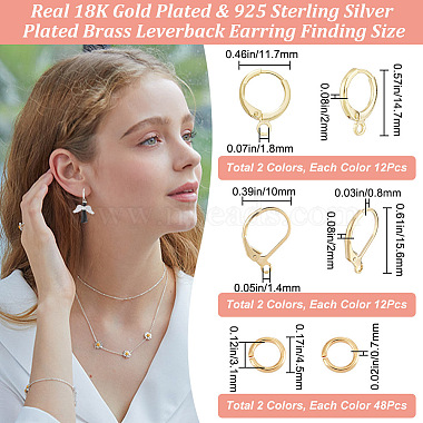 24 Pairs 4 Style Brass Leverback Earring Findings(DIY-CN0002-60)-2