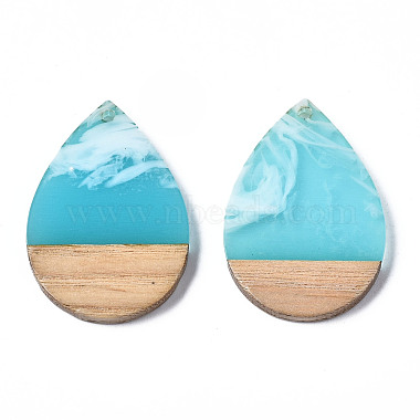 Transparent Resin & Walnut Wood Pendants(RESI-T035-28-A02)-2