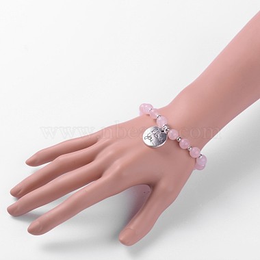 Flat Round with I Love You Natural Gemstone Beaded Charm Bracelets(BJEW-JB01846-03)-4