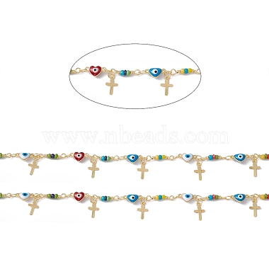 Enamel Heart with Evil Eye Link Chains(CHC-C003-25G-02)-2