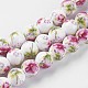 Chapelets de perles en céramique imprimées de fleurs manuelles(PORC-J006-A06)-1
