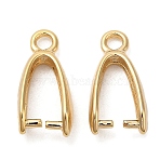 Brass Ice Pick Pinch Bails, Cadmium Free & Lead Free, Real 24K Gold Plated, 15x7.5x4mm, Hole: 2mm, Pin: 1mm(KK-M250-03G)