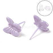 Hypoallergenic Bioceramics Zirconia Ceramic Butterfly Stud Earrings, No Fading and Nickel Free, Plum, 11.5x10.5mm(EJEW-C065-01B)