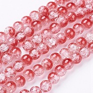 Crackle Glass Beads Strands, Round, White/Red, about 8mm in diameter, hole: 1mm, about 105pcs/strand, 33 inch/strand
(X-GGC8mmY-A74)