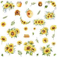 8 Sheets 8 Styles PVC Waterproof Wall Stickers, Self-Adhesive Decals, for Window or Stairway Home Decoration, Sunflower, 200x145mm, 1 sheet/style(DIY-WH0345-178)