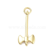 Rack Plating Brass Pendants, with Jump Rings, Long-Lasting Plated, Lead Free & Cadmium Free, Hammer Charm, Real 18K Gold Plated, 23.5x10.5x2mm, Hole: 3mm(KK-M293-07G)