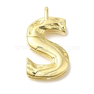 Rack Plating Brass Pendants, Long-Lasting Plated, Cadmium Free & Lead Free, Real 18K Gold Plated, Letter S, 26x15x4.8mm, Hole: 2.5x2.8mm(KK-I721-02G-S)