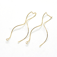Brass Chain Stud Earring Findings, with Loop, Ear Threads, Real 18K Gold Plated, 142x1mm, Hole: 2mm(KK-T032-173G)