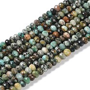 Natural African Turquoise(Jasper) Beads Strands, Rondelle, Faceted, 3x4x3mm, Hole: 0.8mm, about 151pcs/strand, 15.39 inch(39.1cm)(G-N342-28A)