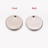 304 Stainless Steel Stamping Blank Tag Charms, Flat Round, Stainless Steel Color, 13x0.8~1mm, Hole: 1.4mm(STAS-G024-1)
