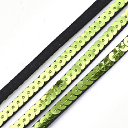 Faux Suede Cords, with Paillette, Lime Green, 5x1.5~2mm, about 54.68 yards(50m)/bundle(LW-S034-01A)