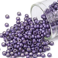 TOHO Round Seed Beads, Japanese Seed Beads, Frosted, (567F) Purple Galvanized Matte, 8/0, 3mm, Hole: 1mm, about 220pcs/10g(X-SEED-TR08-0567F)