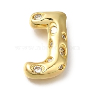 Brass with Cubic Zirconia Pendant, Letter J, Letter J, 22x14x6.5mm, Hole: 4mm(KK-Q818-03J-G)