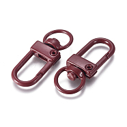 Baking Painted Alloy Swivel Clasps, Swivel Snap Hook, with Iron Findings, Coconut Brown, 33.5x13x5mm, Hole: 6x9.5mm(PALLOY-TAC0011-45D)