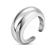 SHEGRACE Rhodium Plated 925 Sterling Silver Cuff Rings, Open Rings, with 925 Stamp, Platinum, Size 7, 17mm(JR778A)