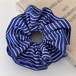 Striped Beach Vacation Style Polyester Elastic Hair Ties, Scrunchie/Scrunchy, Ponytail Holder for Women Girls, Blue, (DH6221-3)