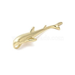 Brass Big Pendants, Fish, Real 18K Gold Plated, 50x15x7.8mm, Hole: 5.5x2.5mm(KK-C089-04G)