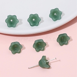 10Pcs Gradient Color Transparent Glass Bead Caps, Six-Petal Flowers, Orchid, Sea Green, 12x7mm(PW-WG464DA-02)