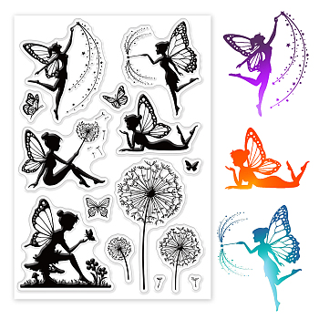 PVC Plastic Stamps, for DIY Scrapbooking, Photo Album Decorative, Cards Making, Stamp Sheets, Fairy Pattern, 16x11x0.3cm