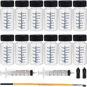 DIY Kit, Plastic Bottles, with Plastic Syringe Barrel Tip Caps and Dispensing Syringe(without needle), White, 287x6.5mm