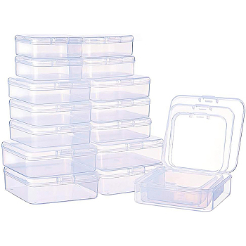 Plastic Bead Storage Containers, Rectangle, Clear, 54~74x53~73x20~25mm, 27pcs/set