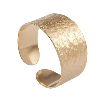 Ion Plating(IP) 304 Stainless Steel Textured Open Cuff Rings for Women, Real 14K Gold Plated, Inner Diameter: 17.4mm