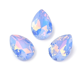 Glass Cabochons, Faceted, Teardrop, Cornflower Blue, 10x7x4mm, 72pcs/set