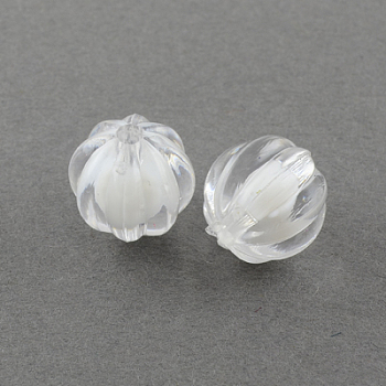 Transparent Acrylic Beads, Bead in Bead, Round, Pumpkin, Clear, 12mm, Hole: 2mm, about 630pcs/500g