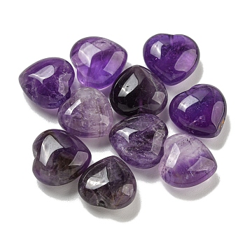 Natural Amethyst Beads, Half Drilled, Heart, 15.5x15.5x8mm, Hole: 1mm
