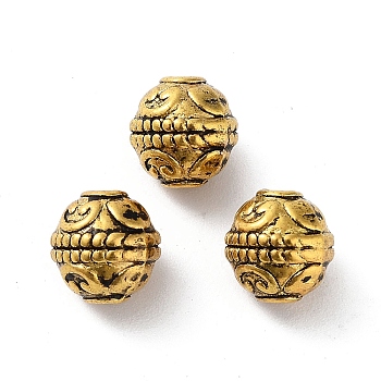 Tibetan Style Alloy Beads, Cadmium Free & Lead Free, Barrel, Antique Golden, 7.5x8mm, Hole: 1.6mm