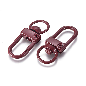 Baking Painted Alloy Swivel Clasps, Swivel Snap Hook, with Iron Findings, Coconut Brown, 33.5x13x5mm, Hole: 6x9.5mm