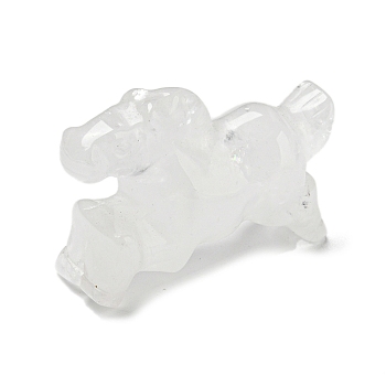 Natural Quartz Crystal Carved Healing Horse Figurines, Reiki Energy Stone Display Decorations, 33~34.5x17x50~54mm