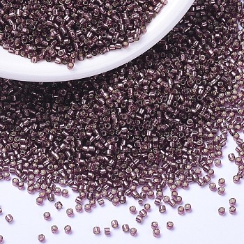 MIYUKI Delica Beads, Cylinder, Japanese Seed Beads, 11/0, (DB1204) Silverlined Mauve, 1.3x1.6mm, Hole: 0.8mm, about 10000pcs/bag, 50g/bag