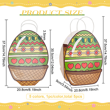 5pcs 5 colors Easter Egg Shaped Paper Bags(CARB-BC0001-19)-2