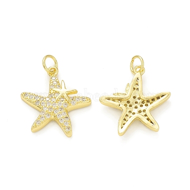 Real 18K Gold Plated Clear Starfish Brass+Cubic Zirconia Pendants