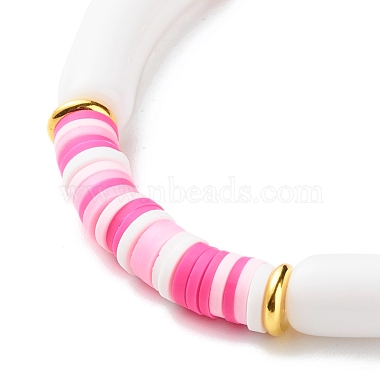 Bracelet extensible en perles acryliques tube incurvé pour adolescente femme(BJEW-JB06942)-5