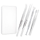 4Pcs 4 Style Stainless Steel Tweezers & 4-Claw Pick up Tool for Small Parts Pickup(STAS-UN0039-16)-1