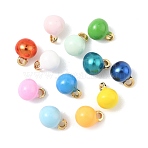 Brass Enamel Pendants, Round Charms, Long-Lasting Plated, Lead Free & Cadmium Free, Real 24K Gold Plated, Mixed Color, 6x4.5mm, Hole: 1mm(KK-K364-17B-G)