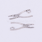 Alloy Pendants, Handmade Pliers, Antique Silver, 23.5x10.5x1.5mm, Hole: 2mm(PALLOY-WH0071-12AS)