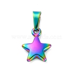 Ion Plating(IP) 304 Stainless Steel Charms, Star, Rainbow Color, 13.5x10.5x3.5mm, Hole: 6x3mm(STAS-I127-067M)