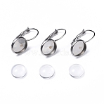 DIY Earring Making, with 304 Stainless Steel Leverback Earring Findings and Transparent Oval Glass Cabochons, Stainless Steel Color, Cabochons: 9.5~10x3.5mm, 1pc/set, Earring Findings: 21x12mm, Tray: 10mm, Pin: 0.8mm, 1pc/set(DIY-X0293-65C)