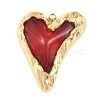 304 Stainless Steel & Glass Pendants, Heart Charm, PVD Vacuum Plating, Real 18K Gold Plated, 28x23x7mm, Hole: 1.5mm(STAS-Z186-16G)