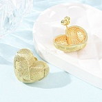 Woven Heart Brass Stud Earrings, Cadmium Free & Lead Free, Rack Plating, Long-Lasting Plated, Golden, 16x19mm(EJEW-D351-05G)
