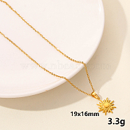 304 Stainless Steel Sun Pendant Necklace, Cable Chain Necklaces for Women(JY7792-2)