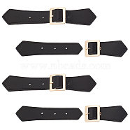 4Pcs Imitation Leather Toggle Buckle, with Alloy Findings, for Bag Sweater Jacket Coat, DIY Sewing Accessories Crafts, Black, 10.9x2.65x0.2cm, Hole: 2mm(FIND-FG0002-54A)
