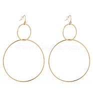Vacuum Plating 304 Stainless Steel Dangle Earrings, with Plastic Ear Nuts, Ring, Golden, 70mm, Pin: 0.6mm(EJEW-L237-03G)