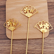 Iron Hair Stick Findings, with Alloy Findings, Fan, Golden, 145x43x16mm(OHAR-PW0001-291G)