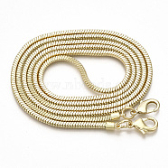Bag Strap Chains, Wallet Chains, Brass Snake Chains, with Lobster Claw Clasps, Light Gold, 114.5x0.32x0.32cm(MAK-T006-07)