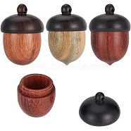 3Pcs 3 Colors Wood Pendants, with Unscrewable Coge, for Diffuser Storage, Acorns Charm, Autumn, Mixed Color, 29~30x20~21mm, Hole: 1.4~1.8mm, Inner Diameter: 13mm, 1pc/color(WOOD-NB0002-06)