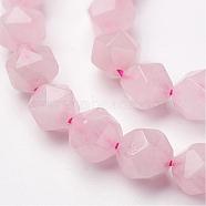 Natural Rose Quartz Bead Strands, Faceted, Round, 6mm, Hole: 1mm, about 67pcs/strand, 15.15 inch(G-P213-11-6mm)
